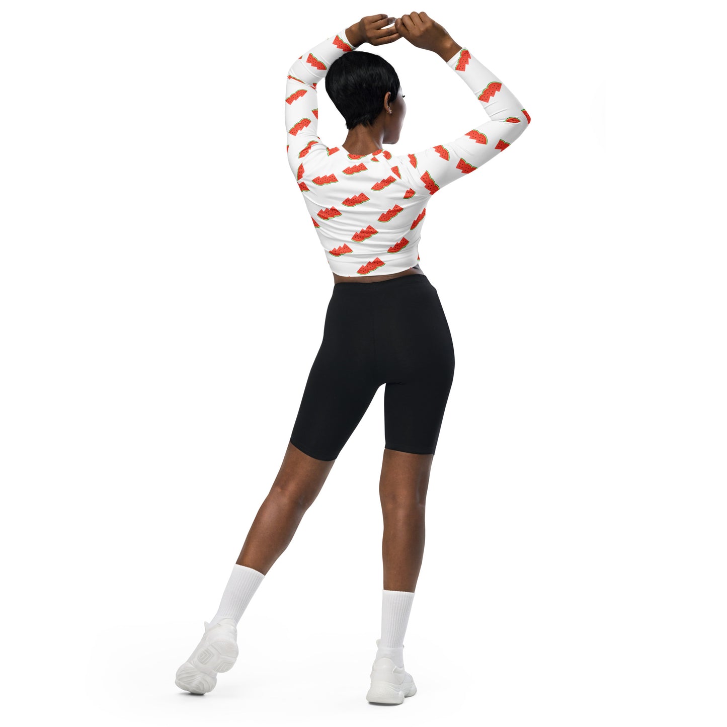 Watermelon Recycled Long-Sleeve Crop Top