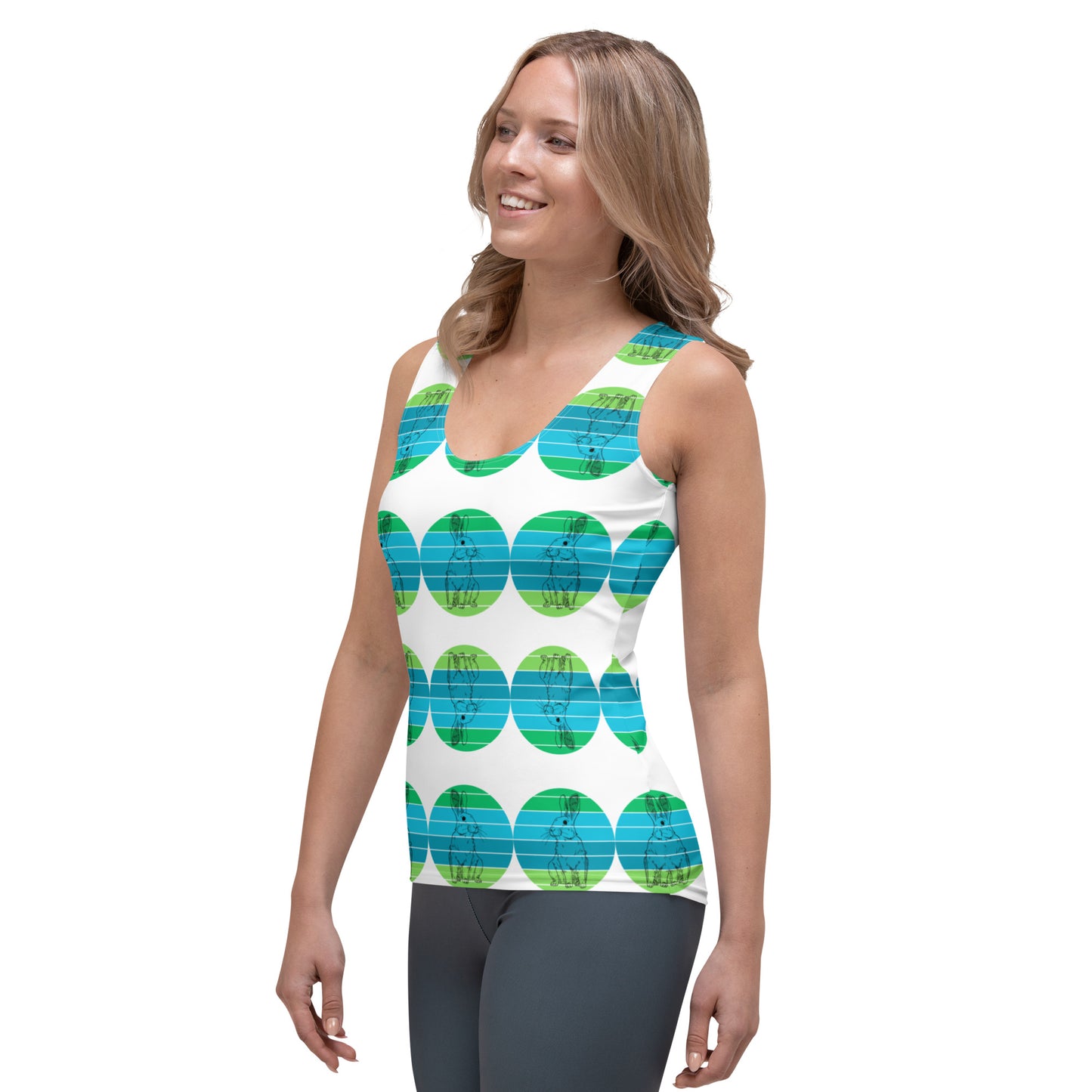 Rabbit Green Dot Bodycon Tank Top