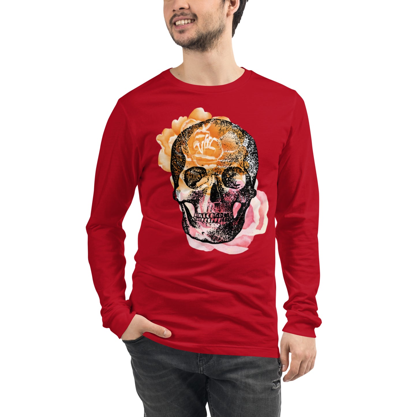 Love Eternal Rosy Skull Unisex Long Sleeve Tee