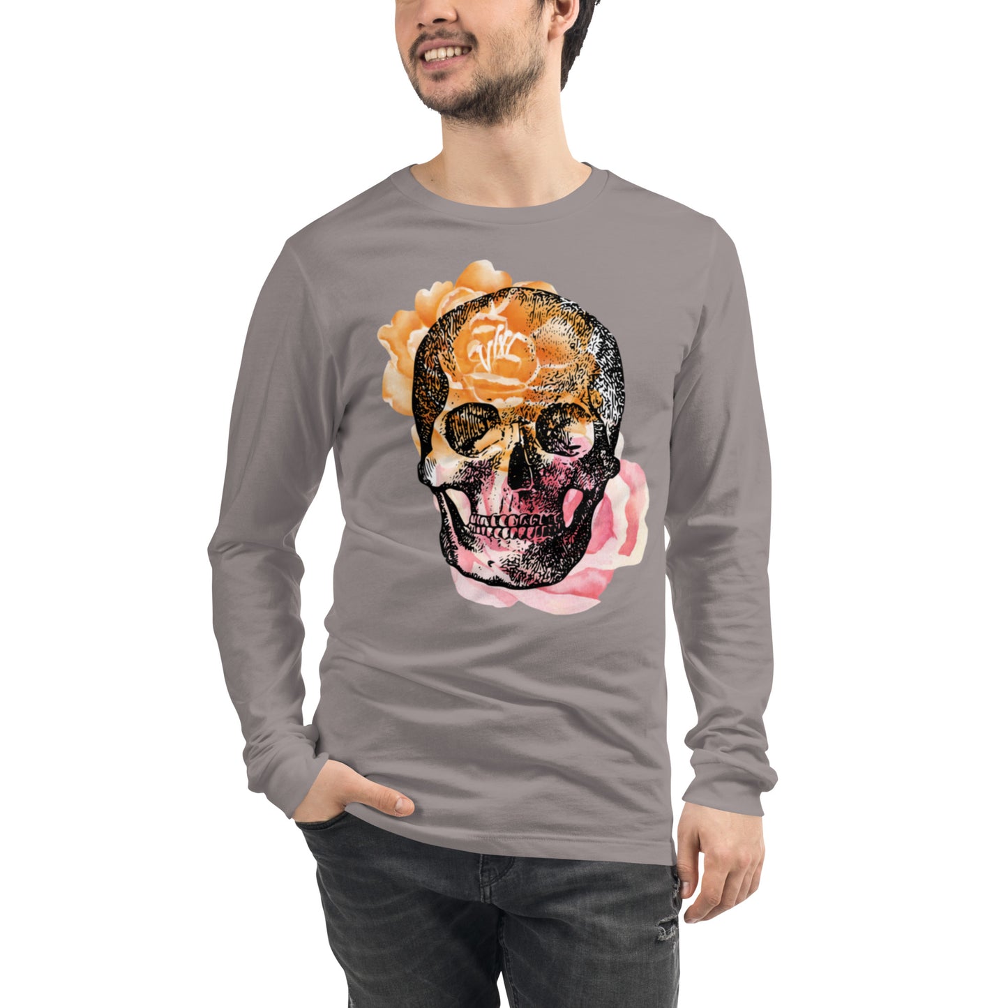 Love Eternal Rosy Skull Unisex Long Sleeve Tee