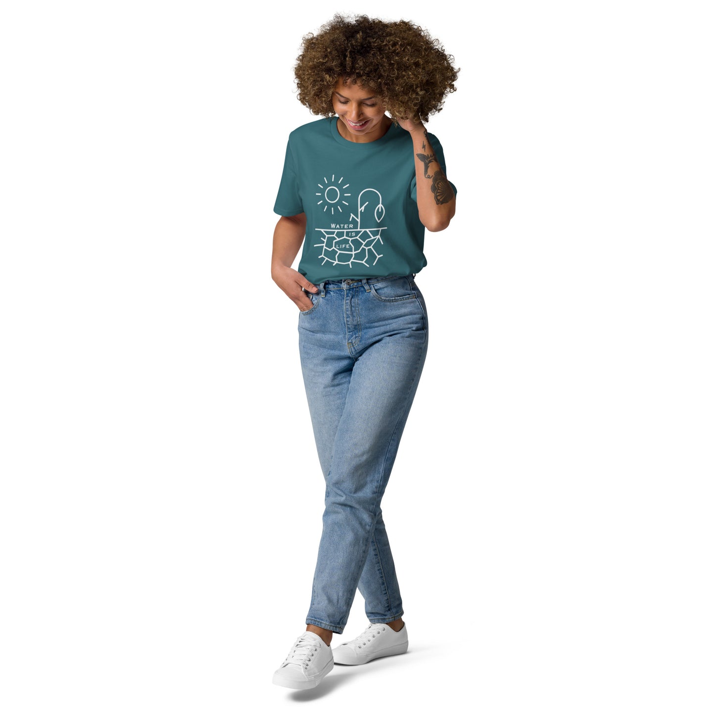 Water Is Life Unisex Organic Cotton T-Shirt White Font