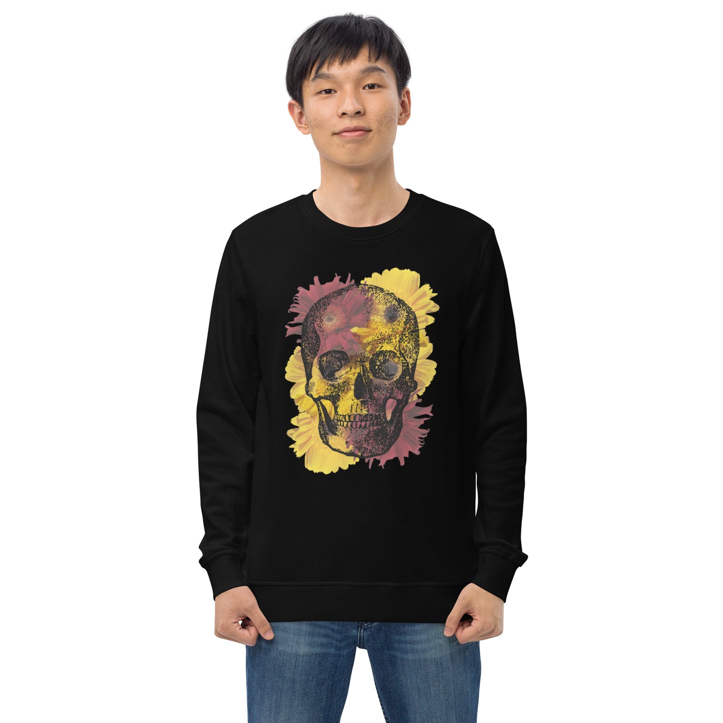 Love Eternal Daisy Skull Unisex Organic Sweatshirt