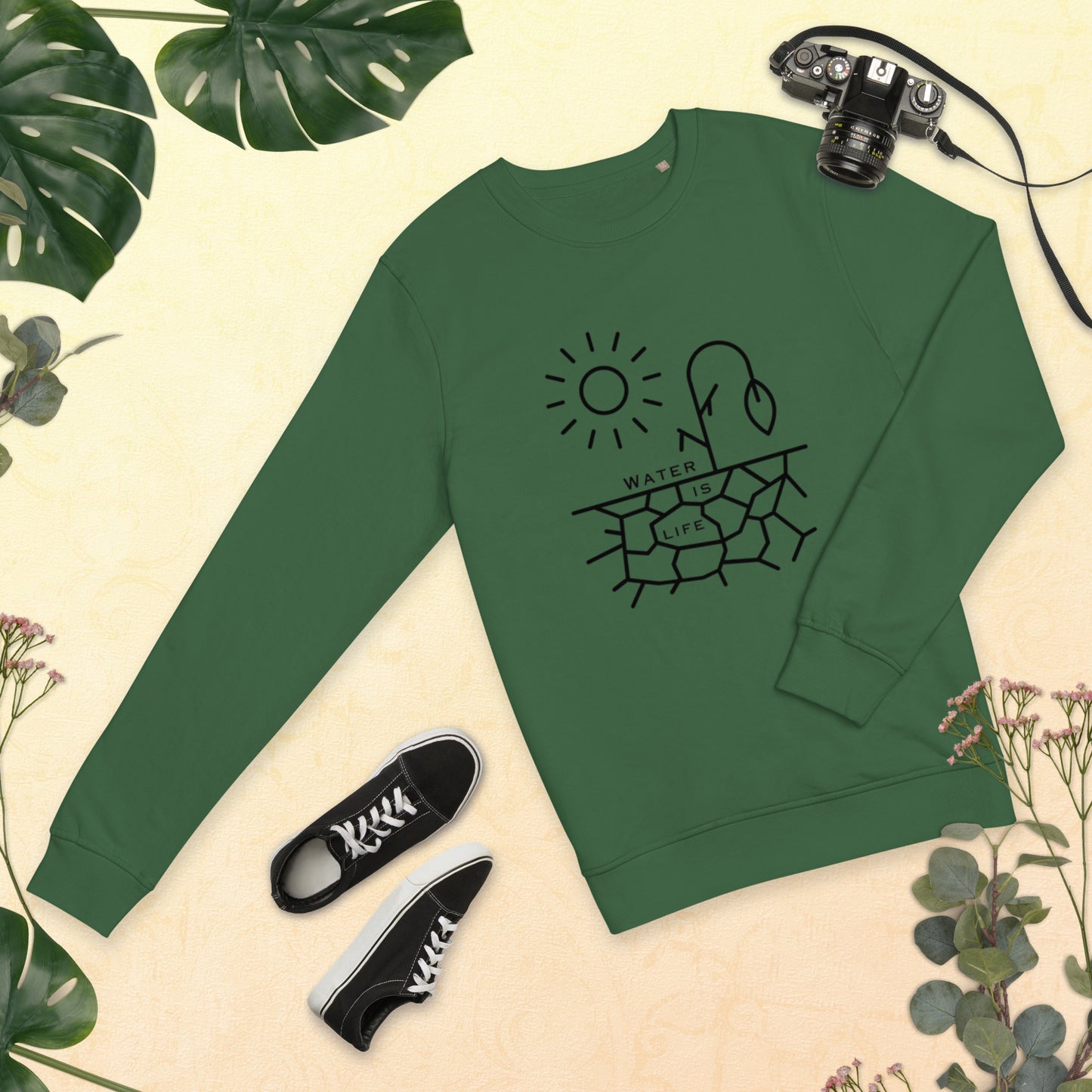 Water is Life Unisex Organic Sweatshirt Black Font