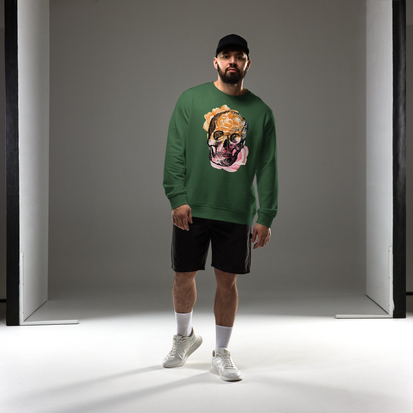 Love Eternal Rosy Skull Unisex Organic Sweatshirt