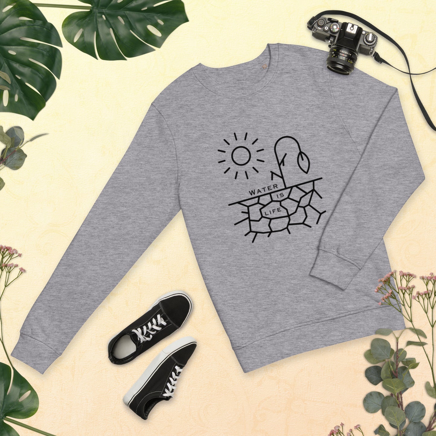 Water is Life Unisex Organic Sweatshirt Black Font