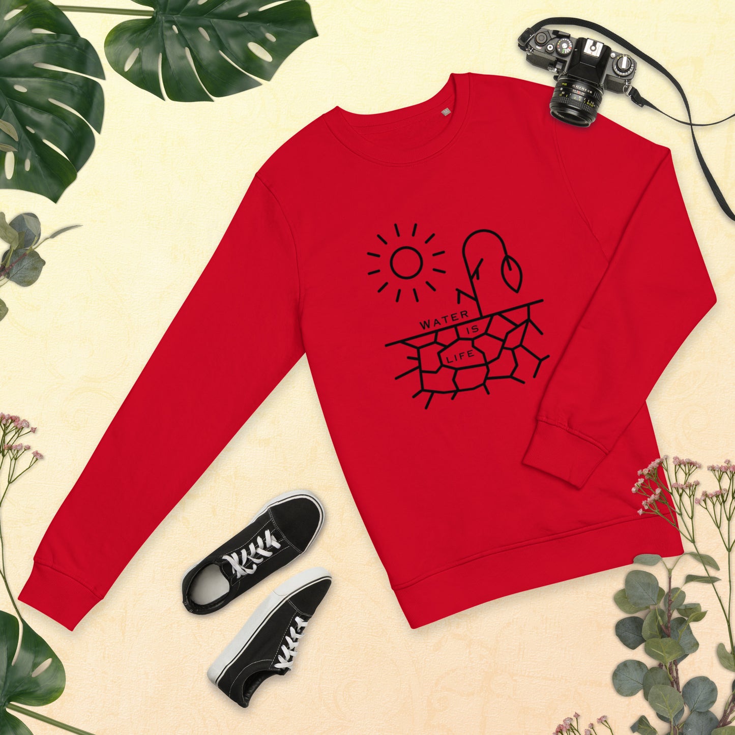 Water is Life Unisex Organic Sweatshirt Black Font