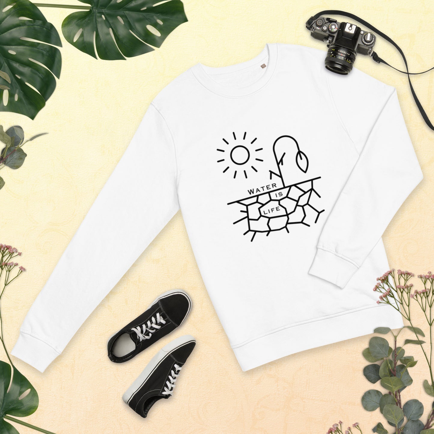 Water is Life Unisex Organic Sweatshirt Black Font