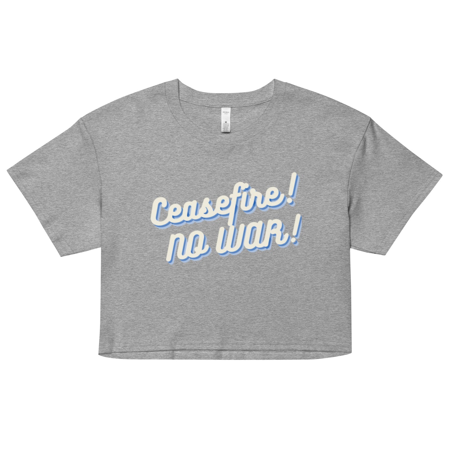 Ceasefire! No War! Blue Script Crop Top
