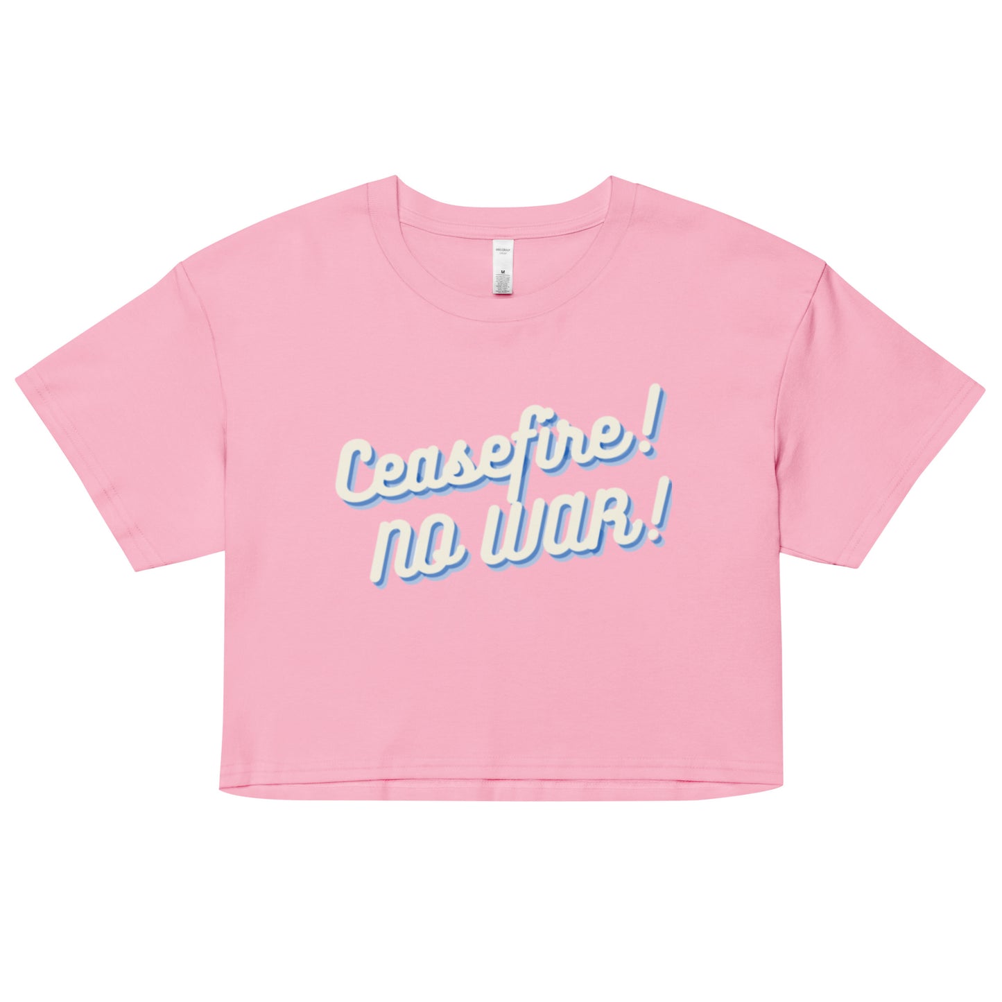Ceasefire! No War! Blue Script Crop Top
