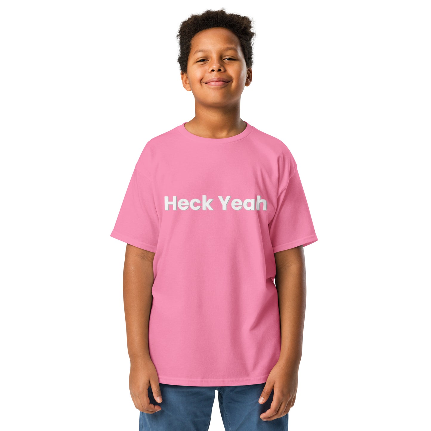 Heck Yeah Youth Classic Tee White Block Script