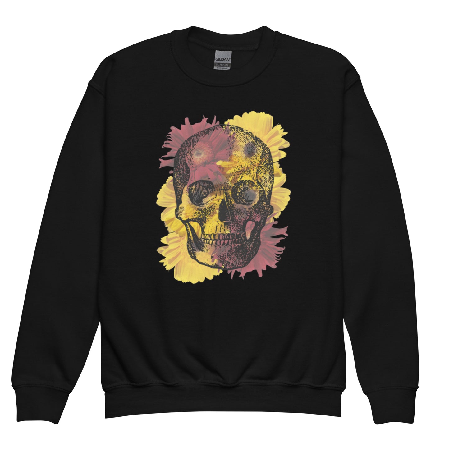 Love Eternal Daisy Skull Youth Crewneck Sweatshirt