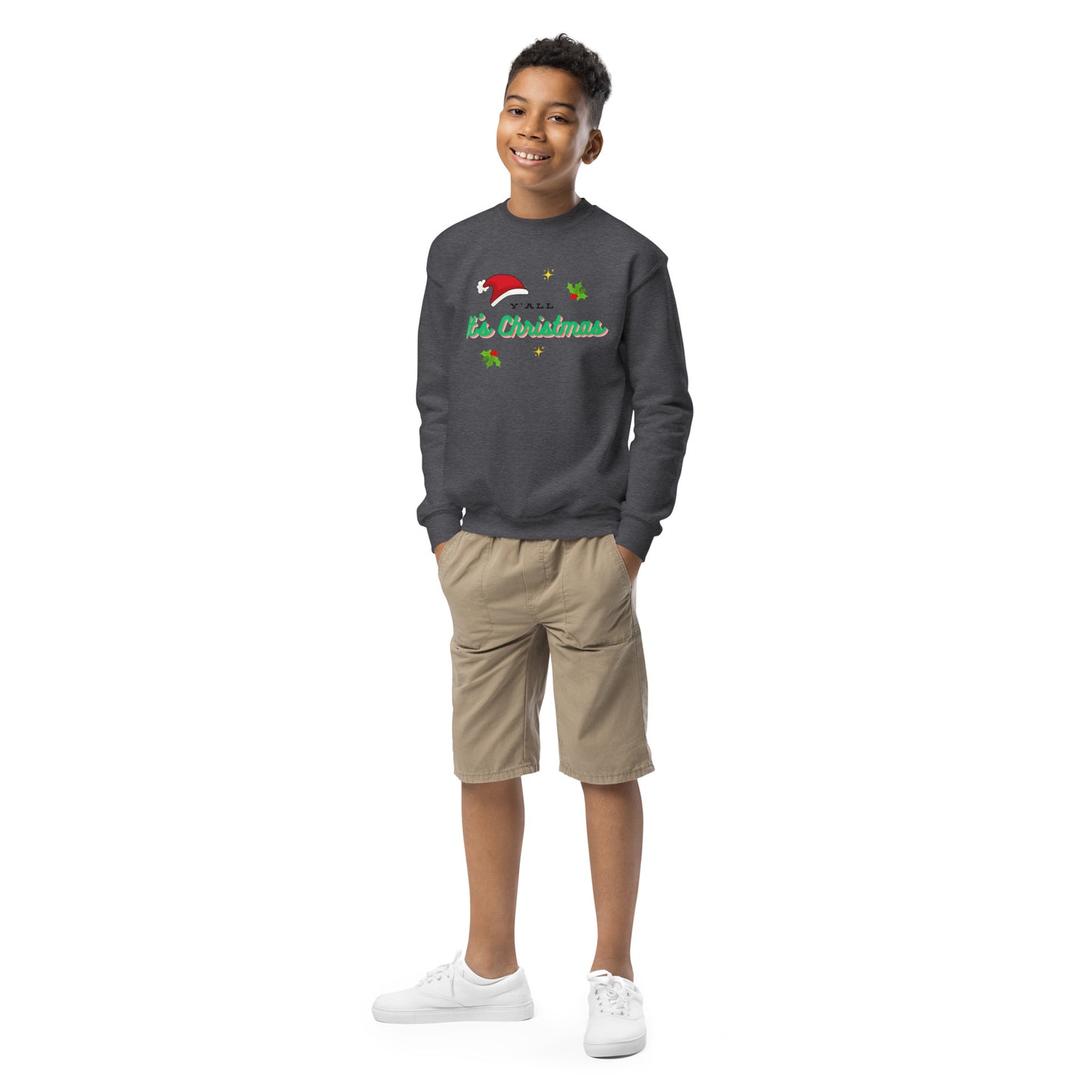 Y'all It's Christmas Youth Crewneck Sweatshirt