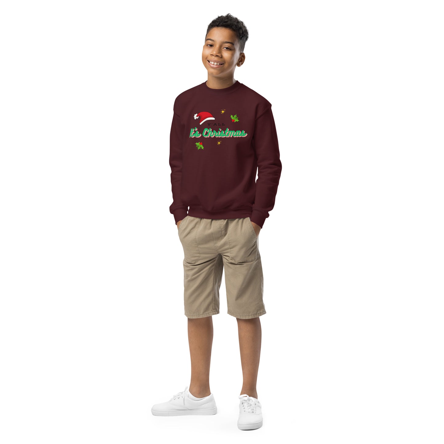 Y'all It's Christmas Youth Crewneck Sweatshirt