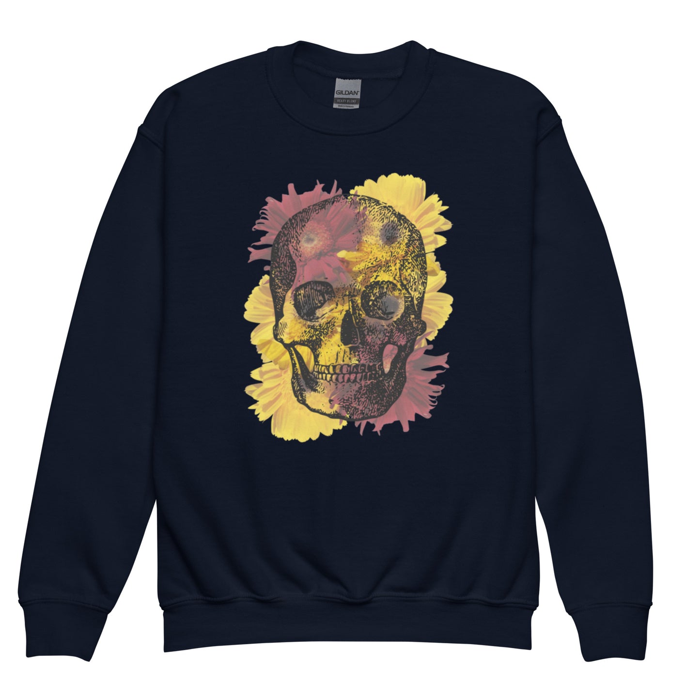 Love Eternal Daisy Skull Youth Crewneck Sweatshirt