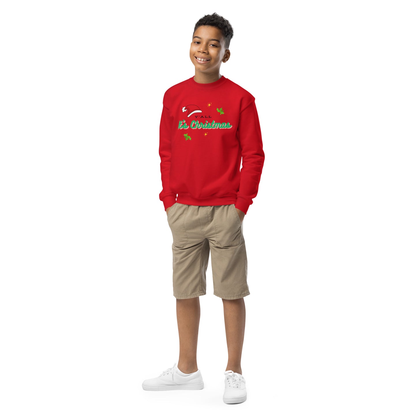 Y'all It's Christmas Youth Crewneck Sweatshirt