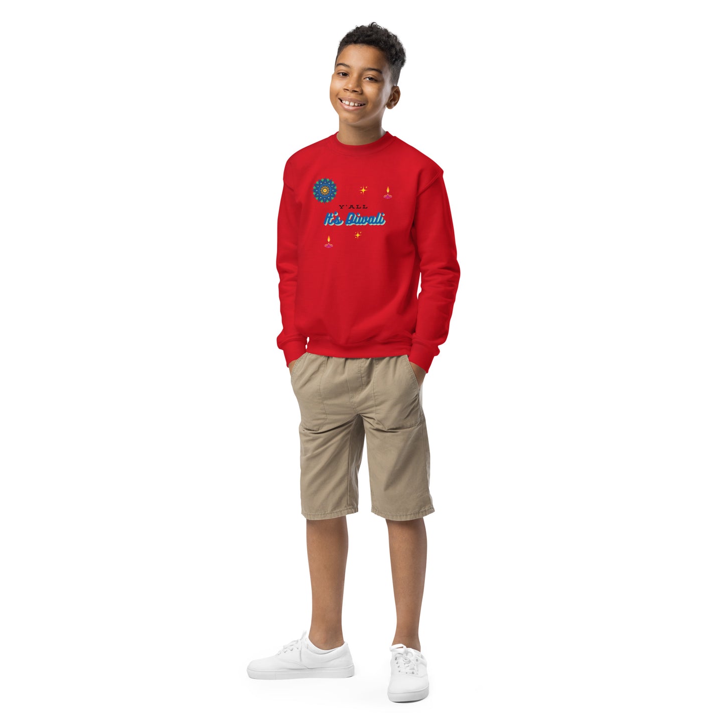 Y'all It's Diwali Youth Crewneck Sweatshirt