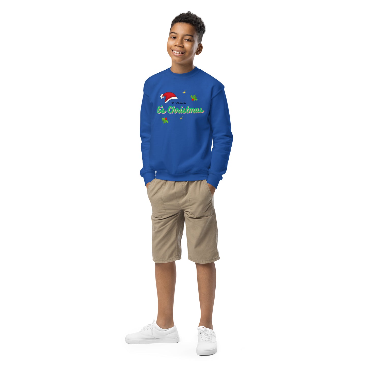 Y'all It's Christmas Youth Crewneck Sweatshirt