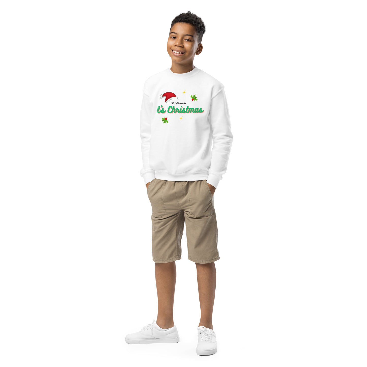 Y'all It's Christmas Youth Crewneck Sweatshirt