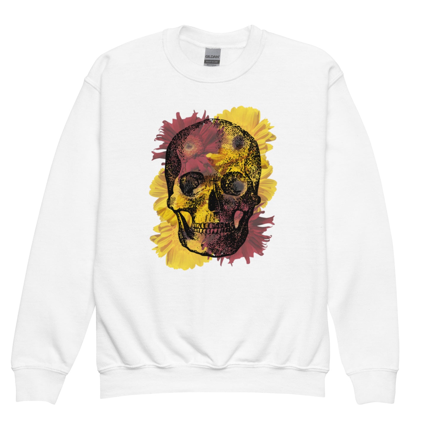 Love Eternal Daisy Skull Youth Crewneck Sweatshirt