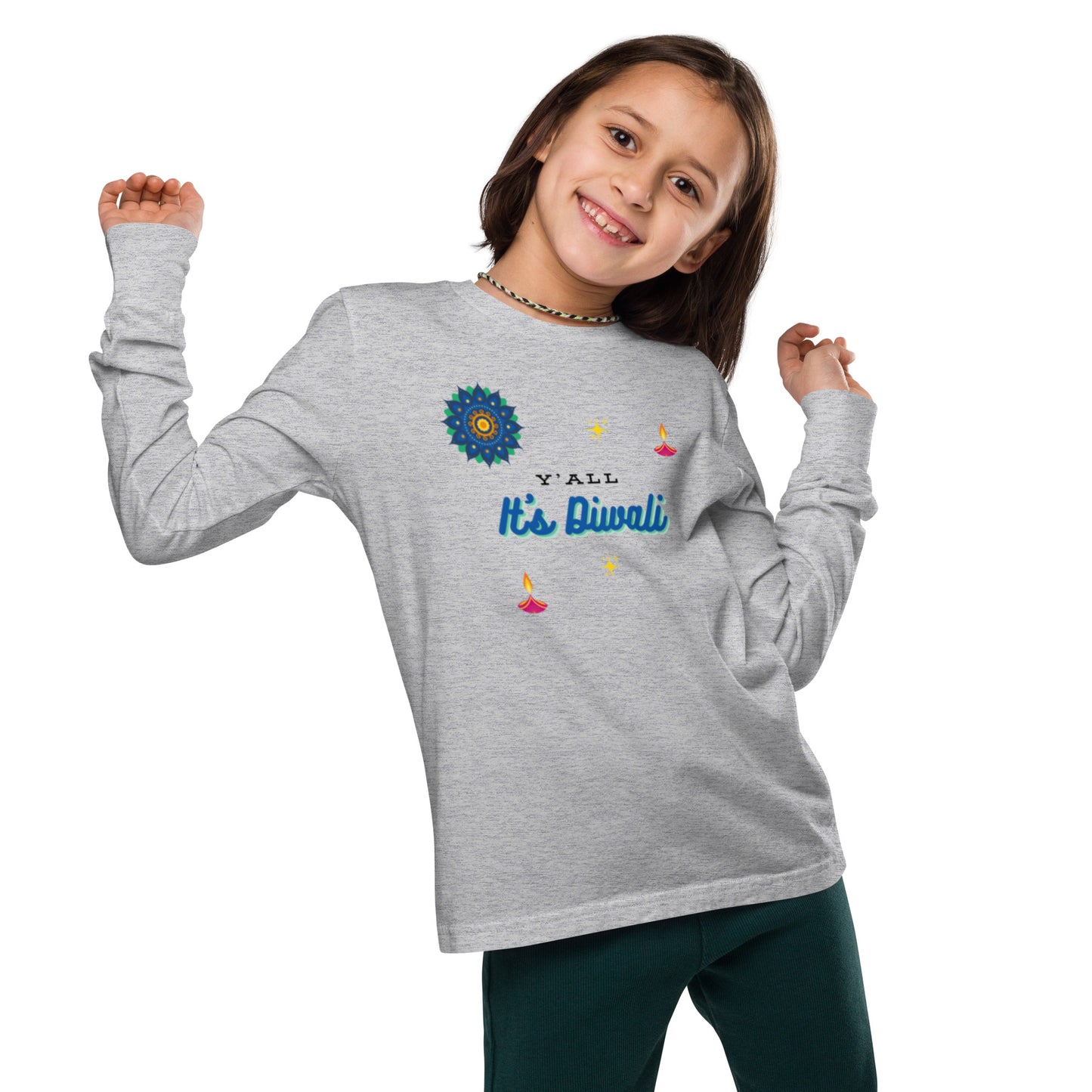 Y'all It's Diwali Youth Long Sleeve Tee