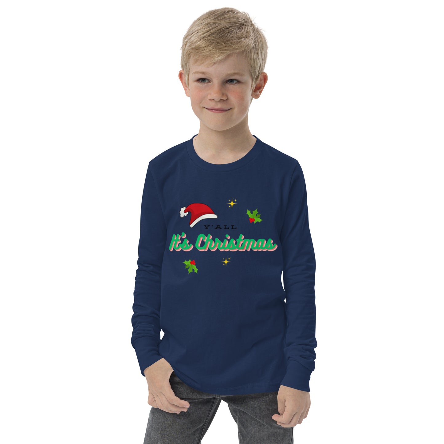 Y'all It's Christmas Youth Long Sleeve Tee