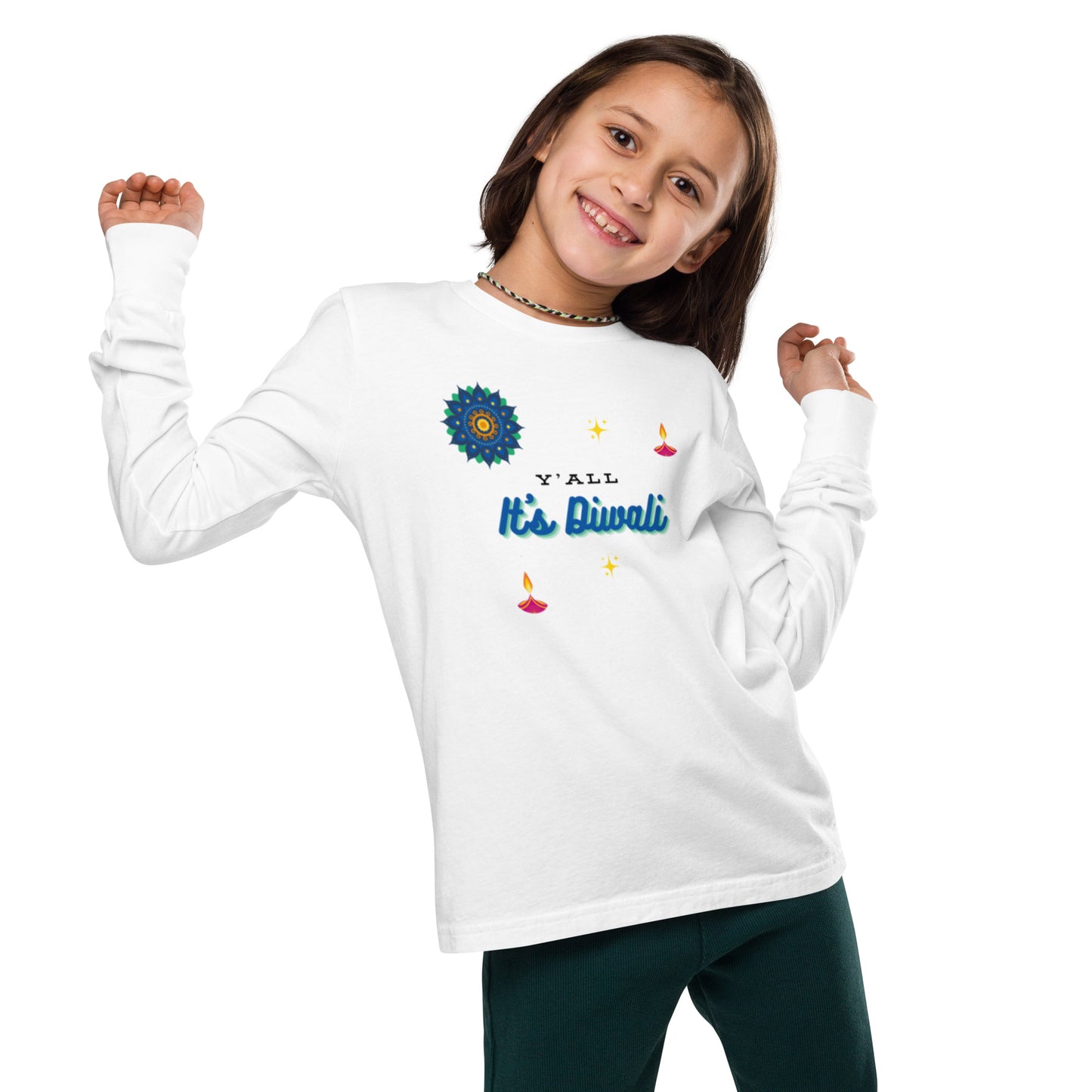 Y'all It's Diwali Youth Long Sleeve Tee