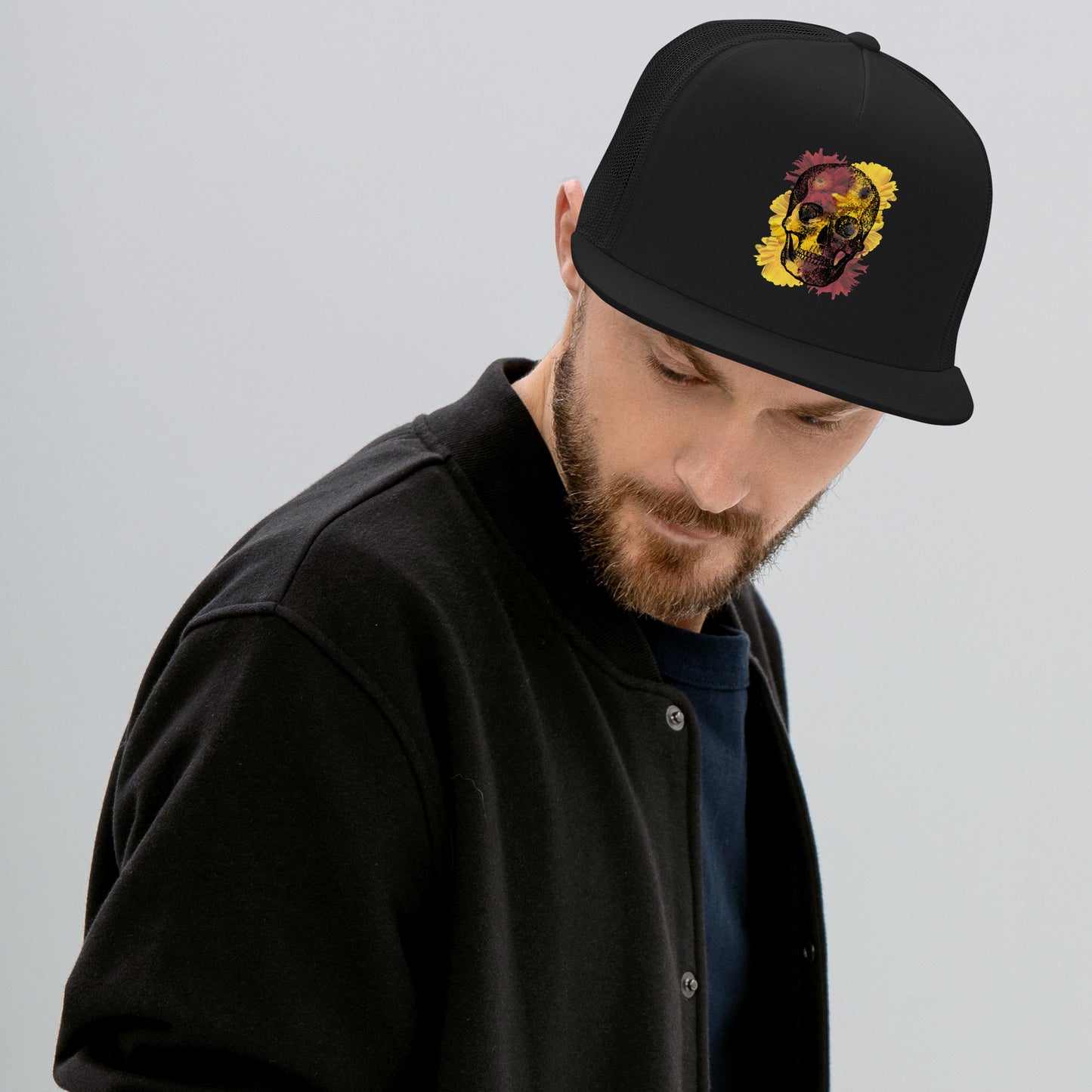 Love Eternal Daisy Skull Trucker Cap
