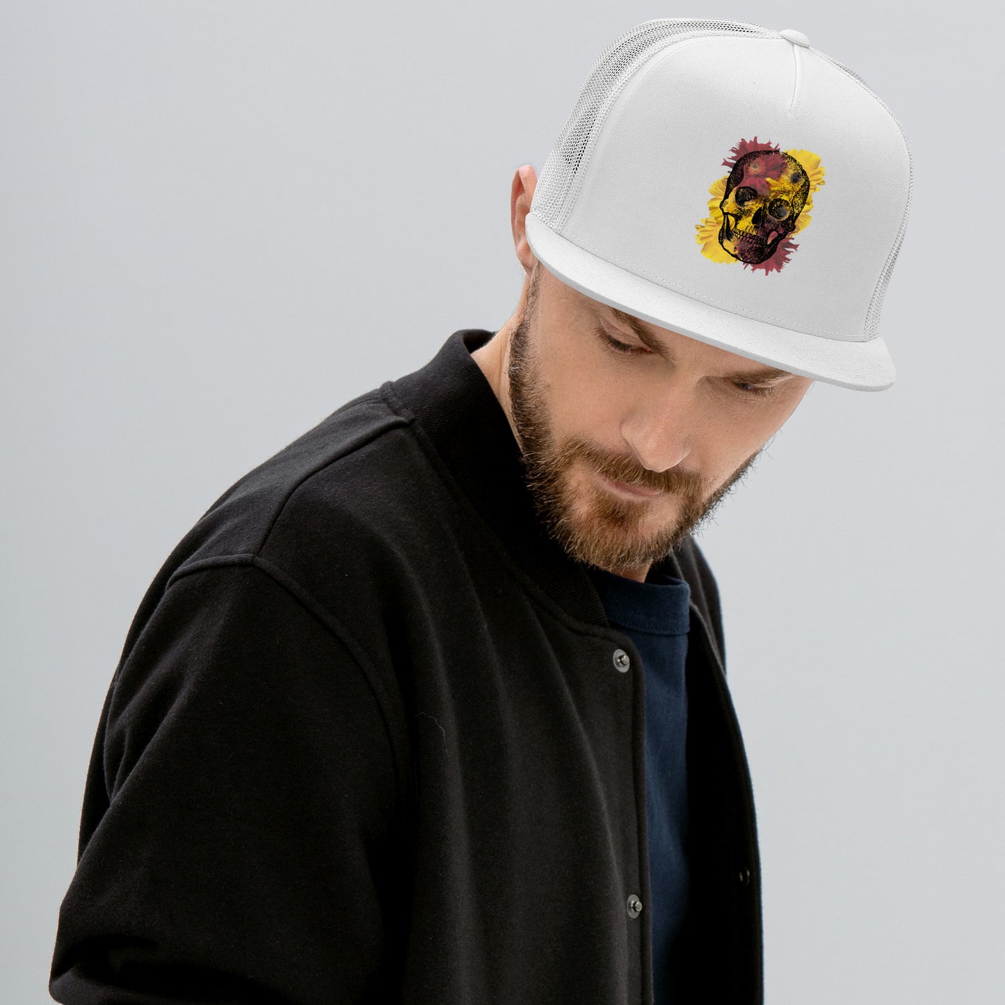 Love Eternal Daisy Skull Trucker Cap