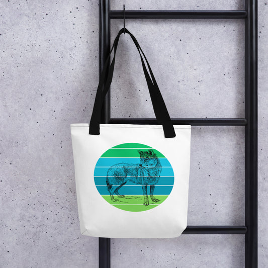 Wolf green tote bag