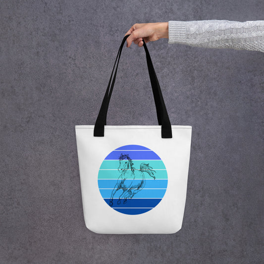 Horse Blue Dot Tote Bag