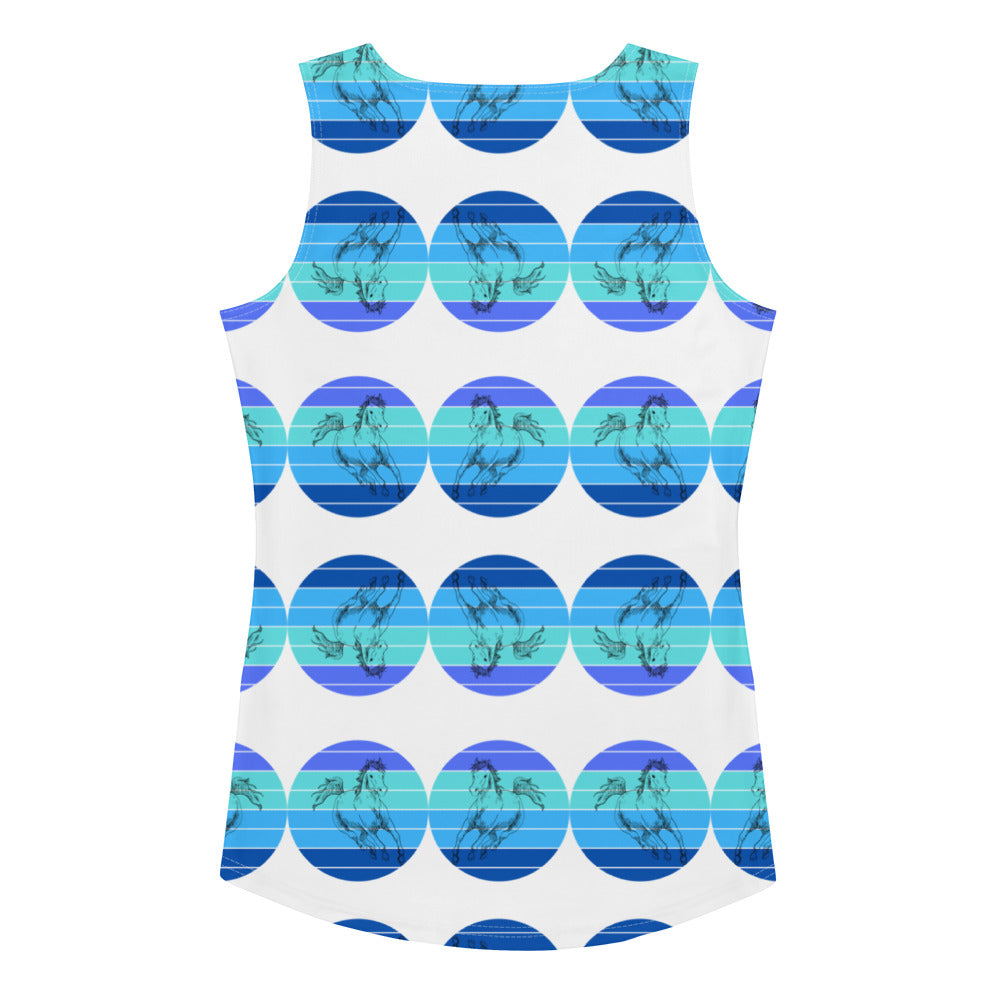 Horse Blue Dot Bodycon Tank Top