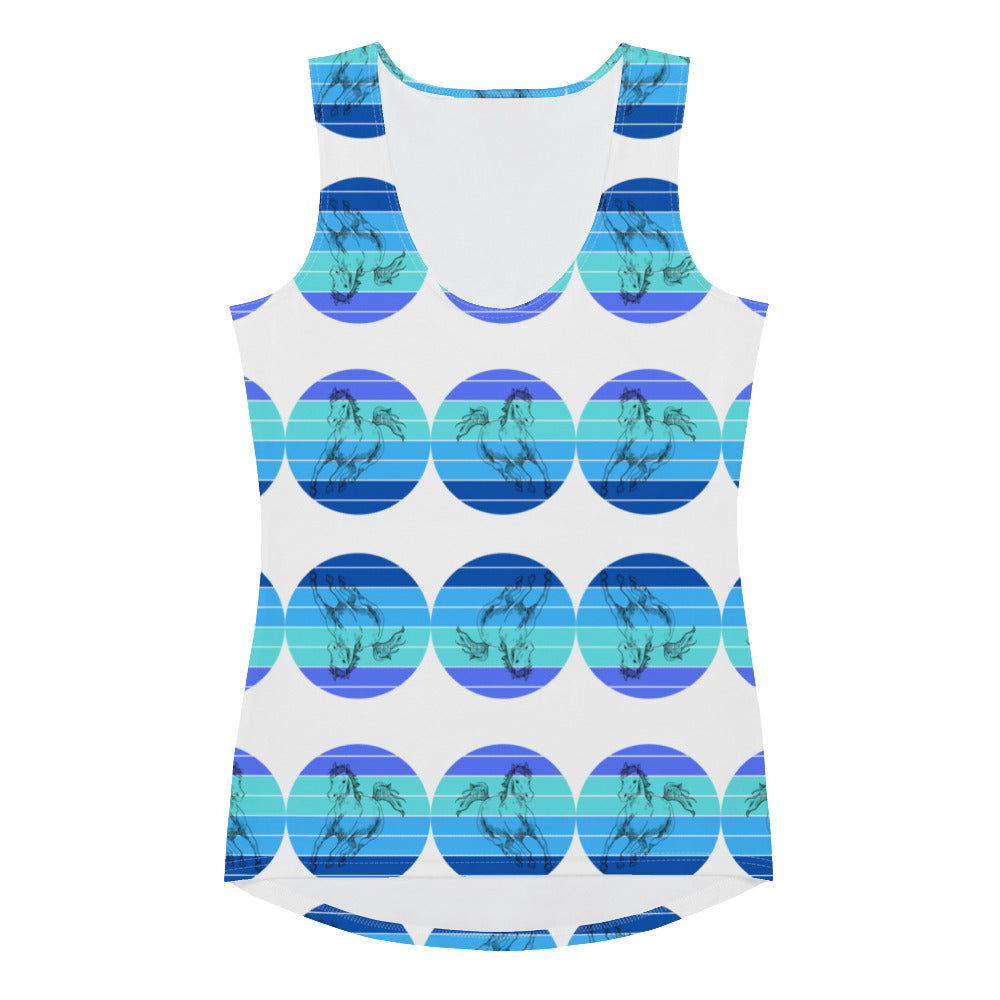 Horse Blue Dot Bodycon Tank Top