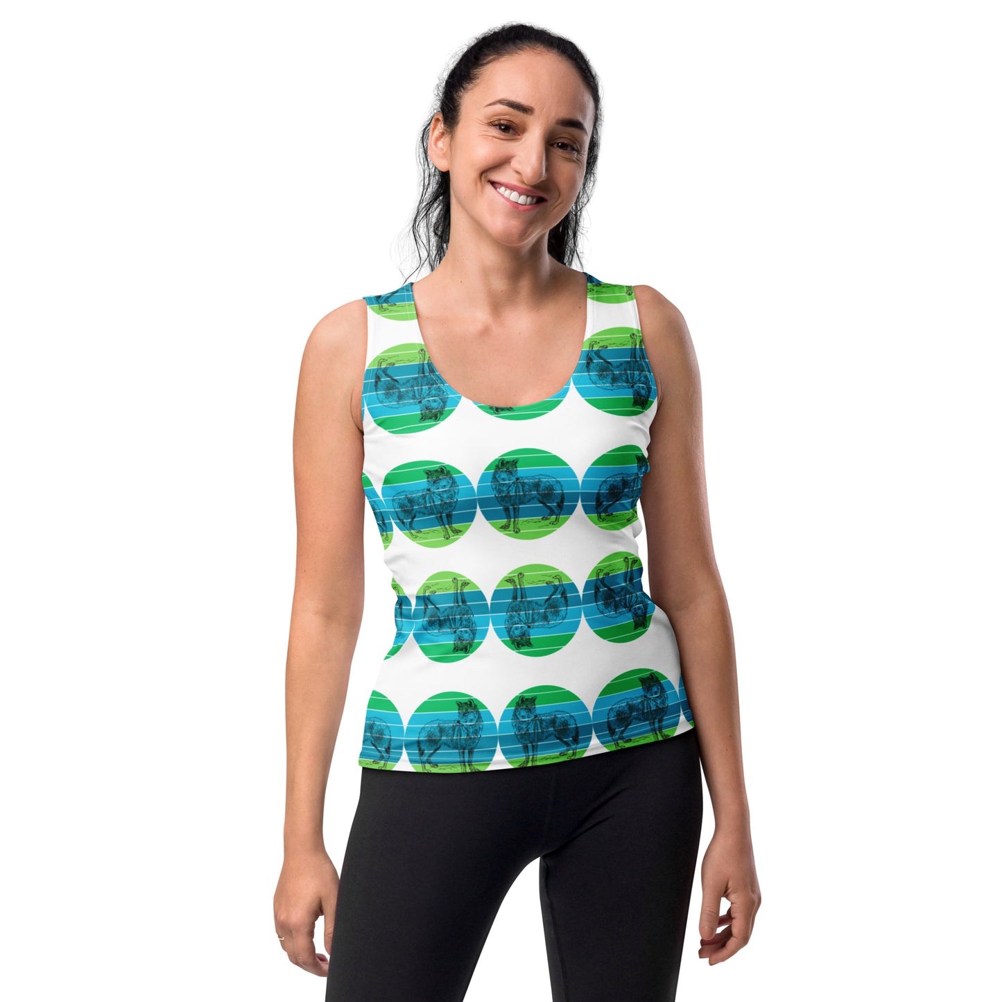 Wolf Green Dot Bodycon Tank Top