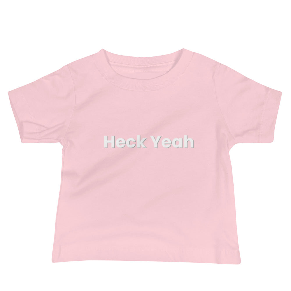 Heck Yeah Baby Jersey Short Sleeve Tee White Block Script