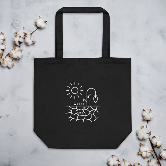 Water Is Life Eco Tote Bag White Font