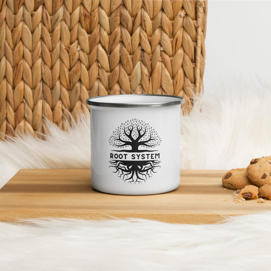 Root System Enamel Mug with Handle