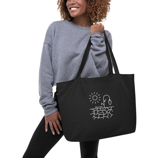 Water Is Life Large Organic Tote Bag