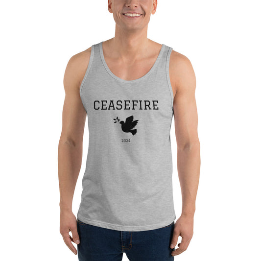 Ceasefire Dove Tank Top black font