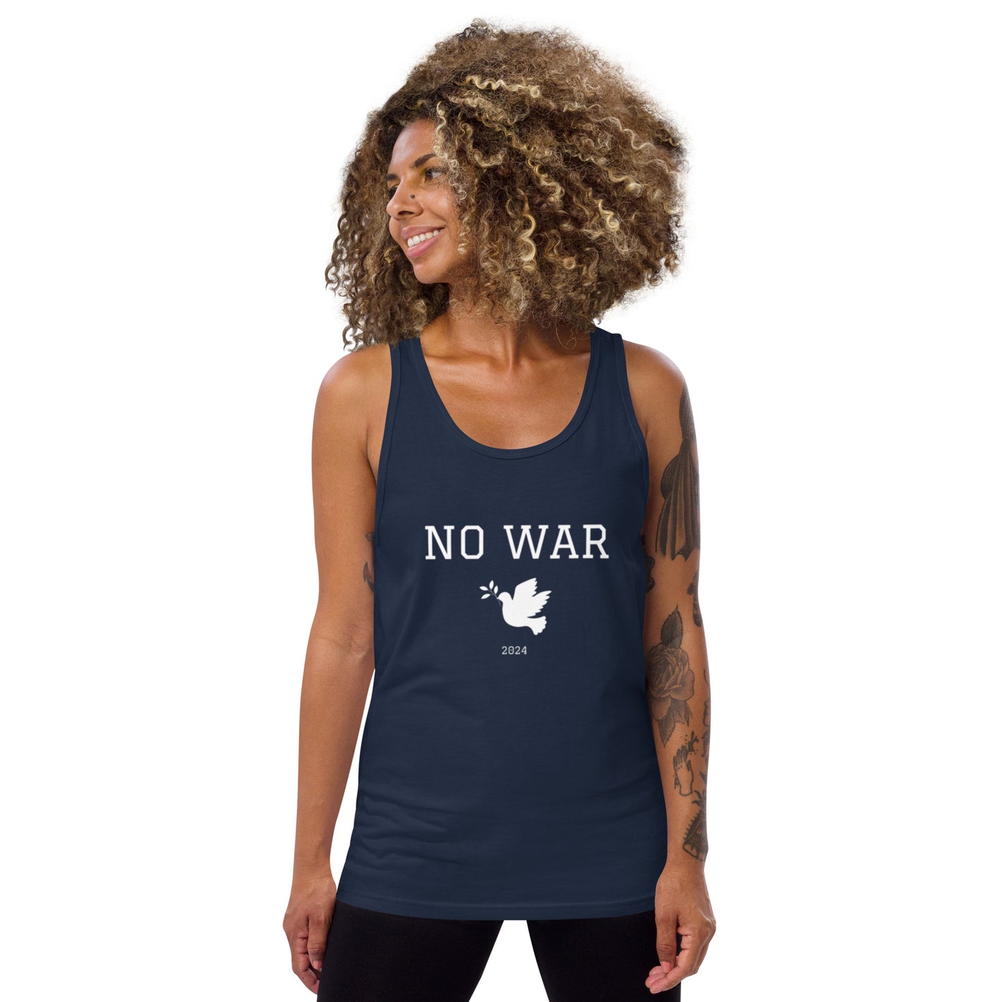 No War Dove Tank Top white font