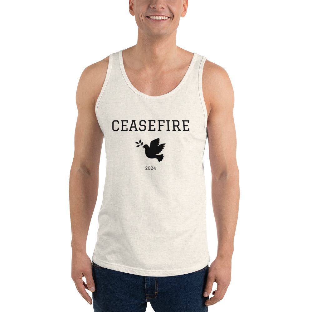 Ceasefire Dove Tank Top black font