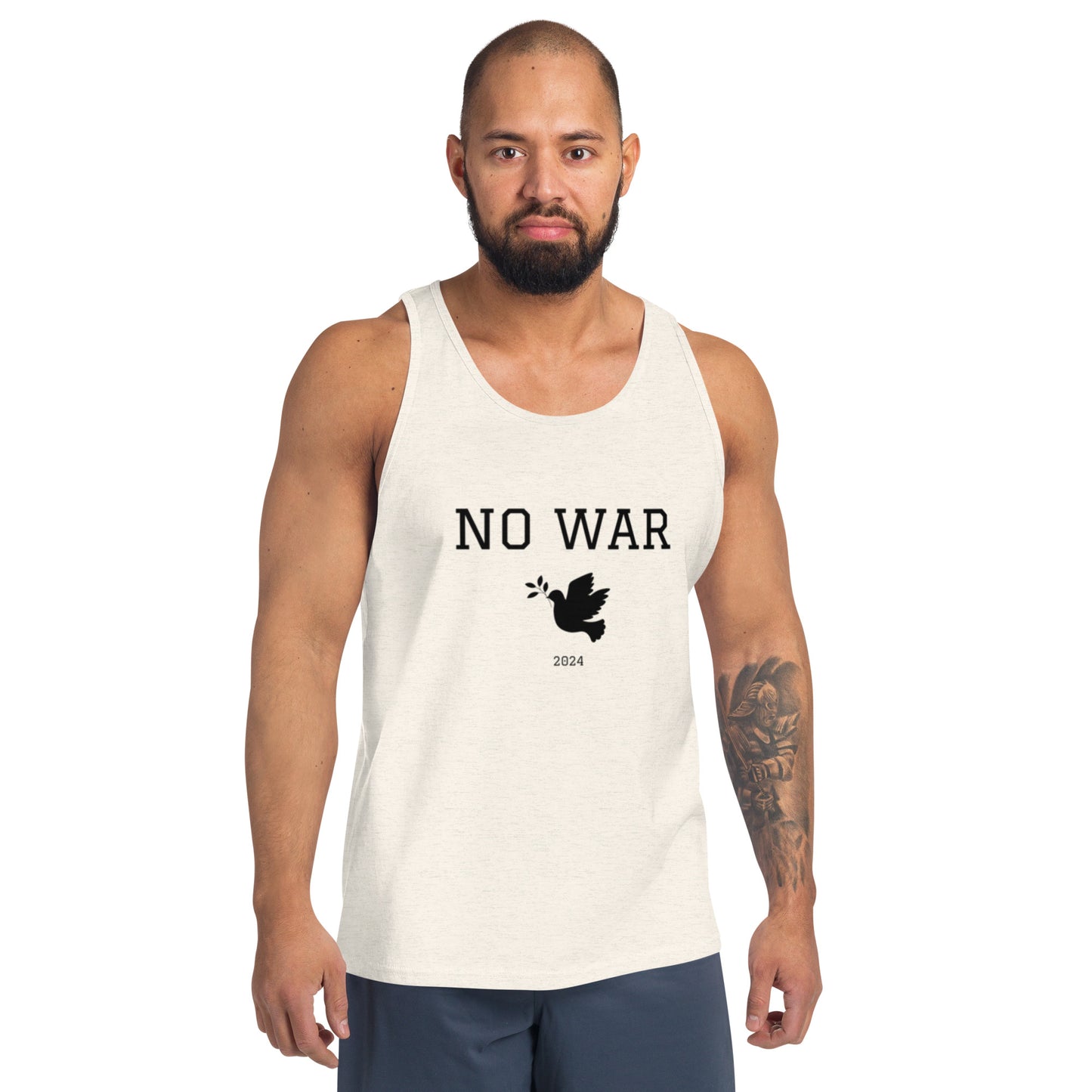 No War Dove Tank Top black font
