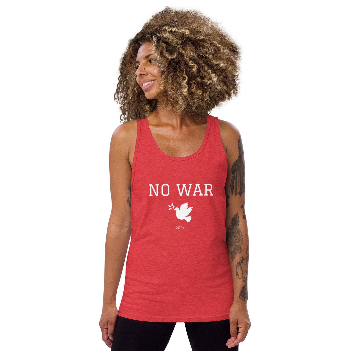 No War Dove Tank Top white font