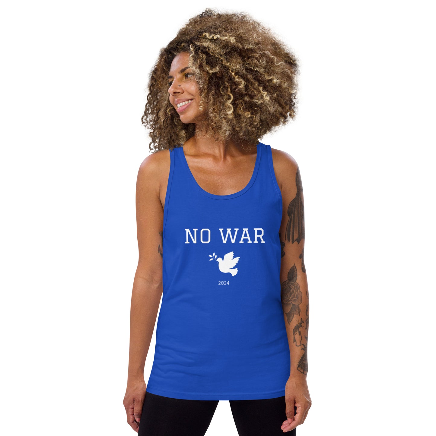 No War Dove Tank Top white font