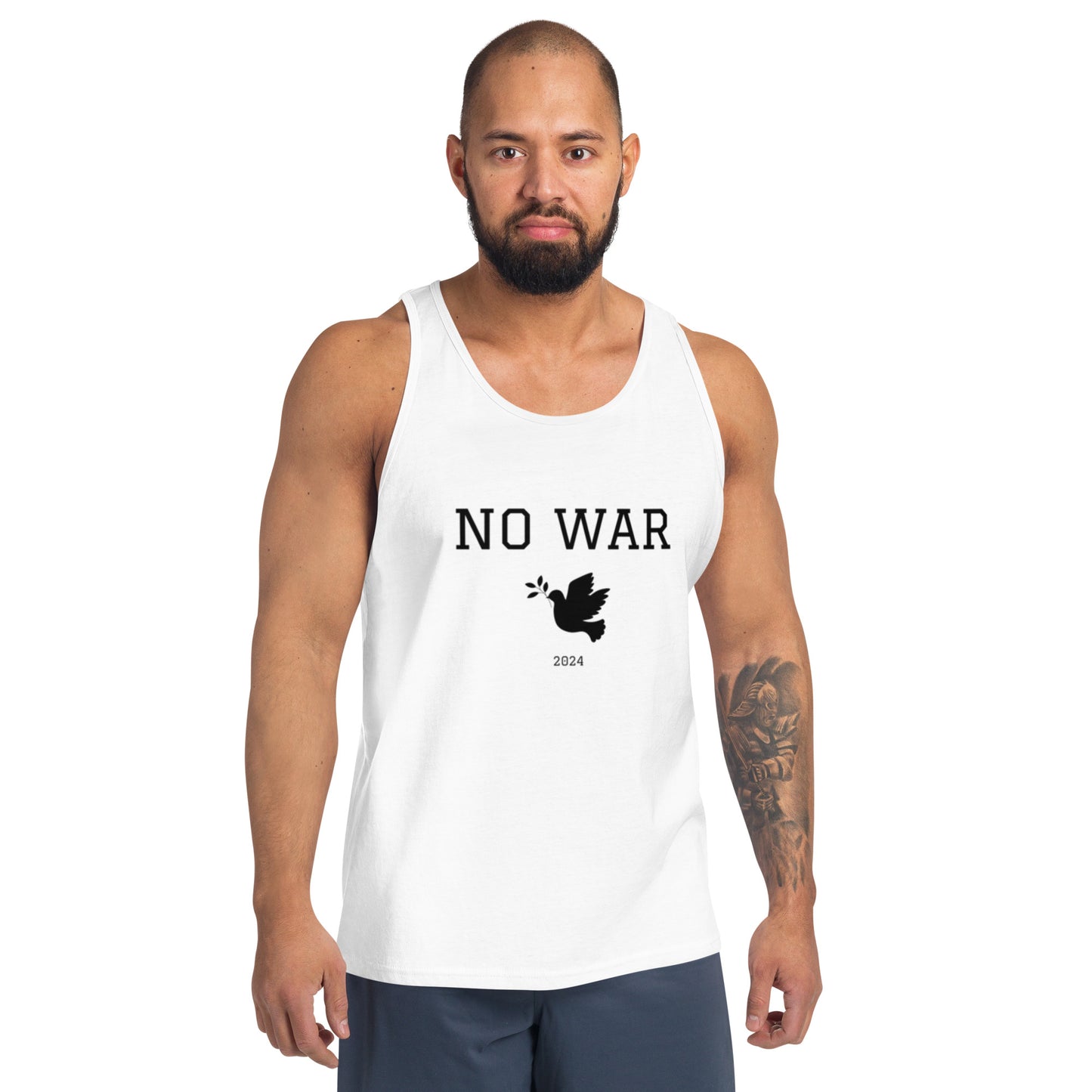 No War Dove Tank Top black font