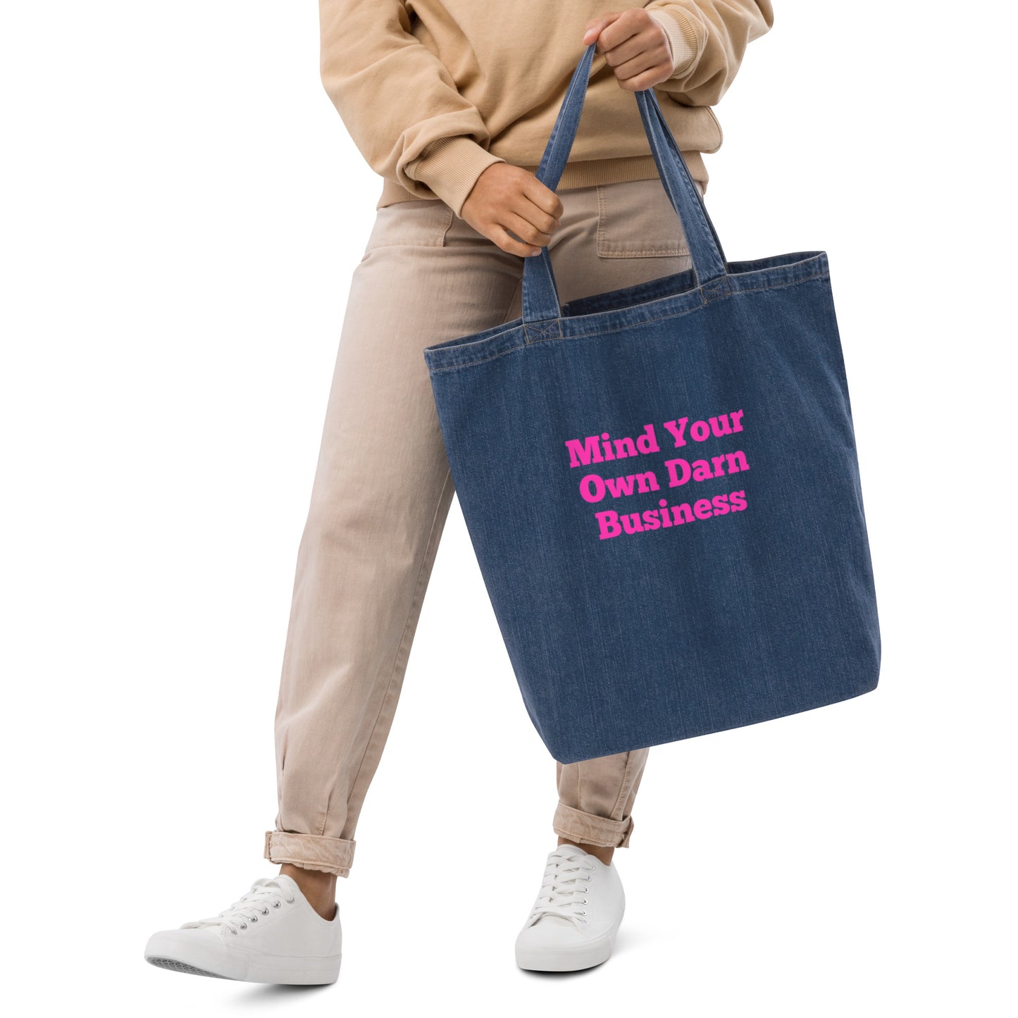 Mind Your Own Darn Business Large Organic Denim Tote Bag