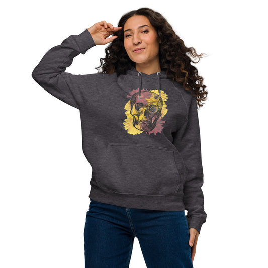 Love Eternal Daisy Skull Unisex Eco Raglan Hoodie