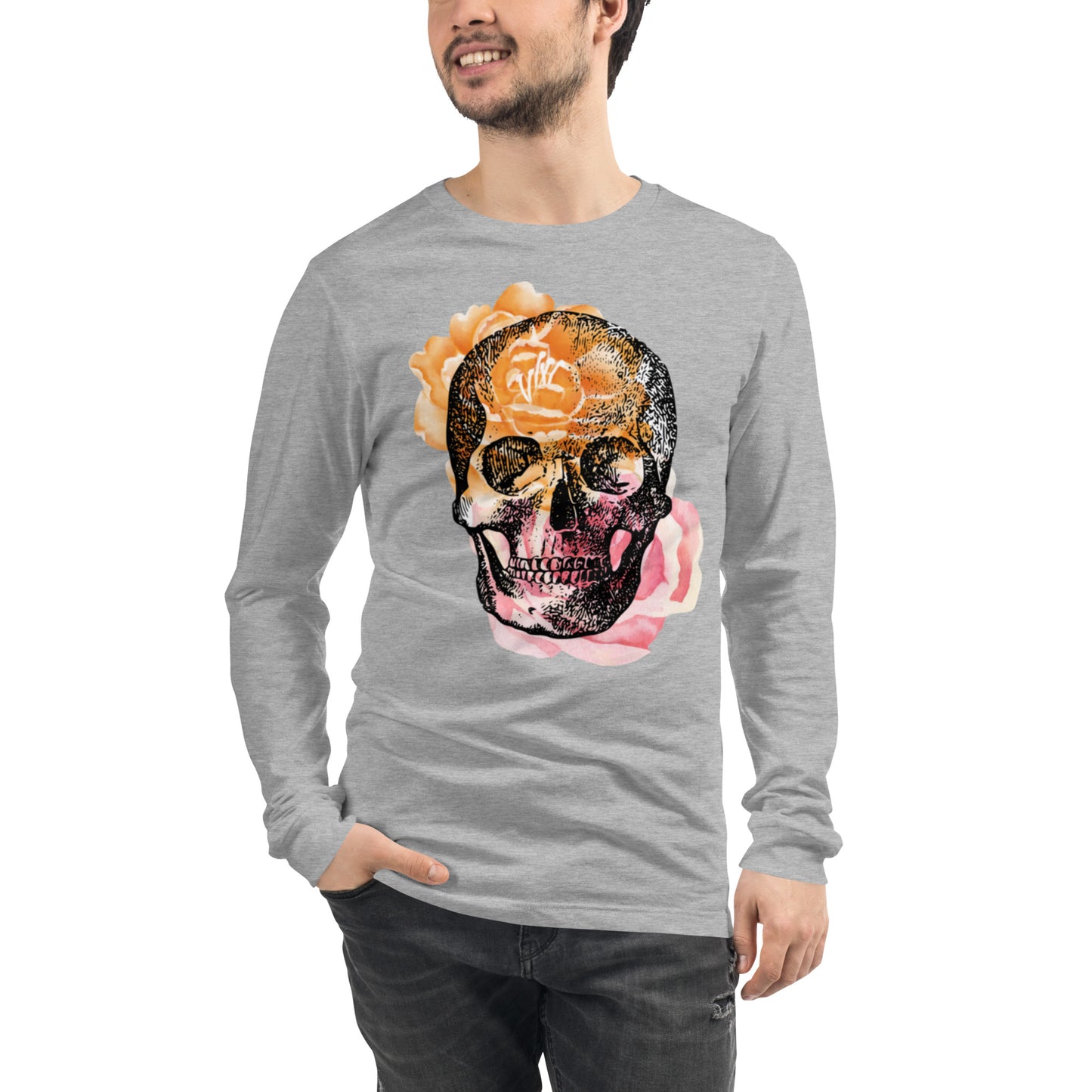 Love Eternal Rosy Skull Unisex Long Sleeve Tee