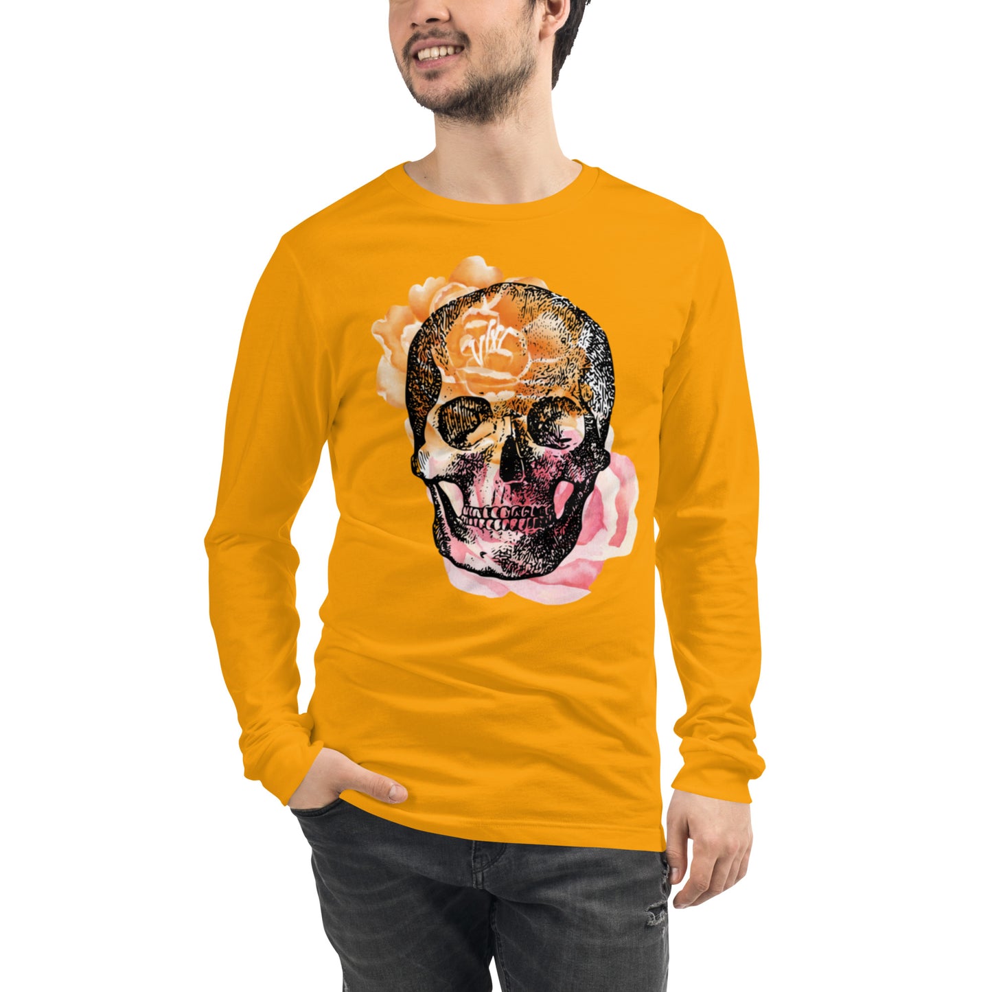 Love Eternal Rosy Skull Unisex Long Sleeve Tee