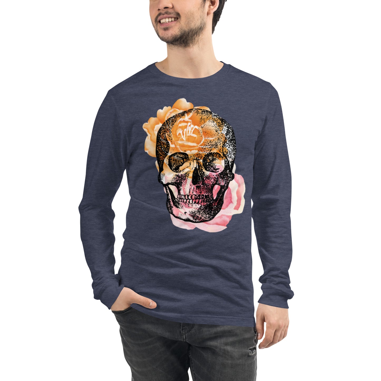 Love Eternal Rosy Skull Unisex Long Sleeve Tee