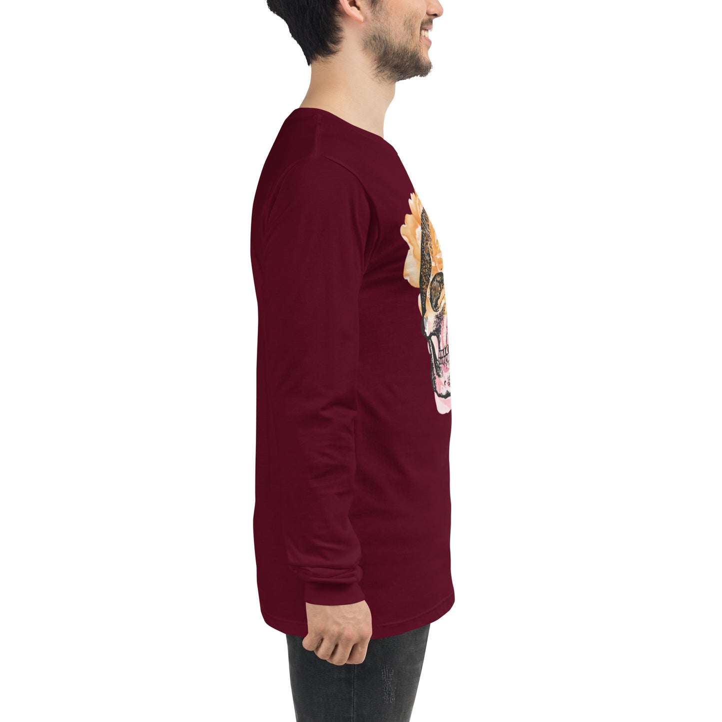 Love Eternal Rosy Skull Unisex Long Sleeve Tee